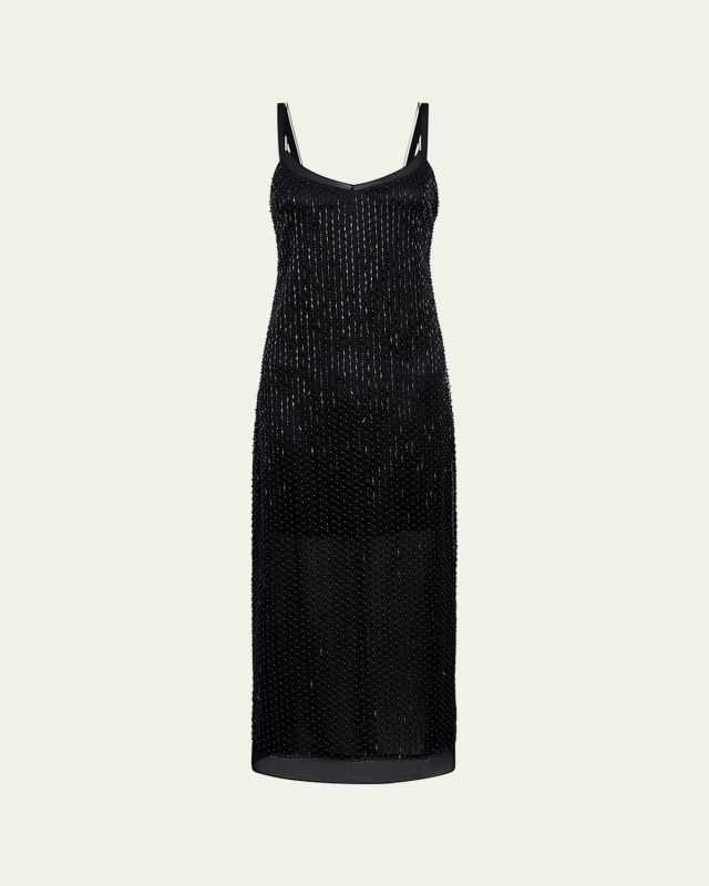 Sleeveless Beaded Midi Slip Dress